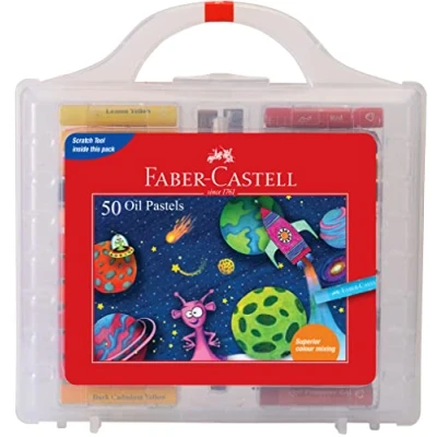 Image of Faber Castell Oil Pastels Set Of 50 Easy To Pack And Carry Colour Tool Box