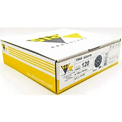 Image of sia Abrasives 7425.4595.0120.03 Series 1944 Siaone Disc with 14 Hole, 120 Grit, 150mm Diameter, Pack of 50