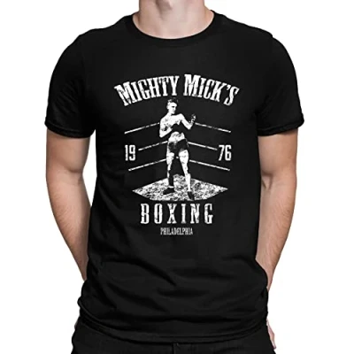 Image of Mighty Micks Boxing Gym Rocky Movie Inspired Mens T Shirt Black (XL)