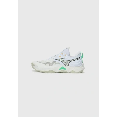 Image of Mizuno WAVE MOMENTUM ELITE Volleyball Shoes White/Black/Frozen Emerald Women/Men Size 9.5