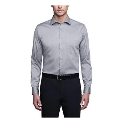 Image of Van Heusen Men&#039;s Regular Fit Flex Collar Stretch Solid Shirt Dress, Grey (Grey Mist), L