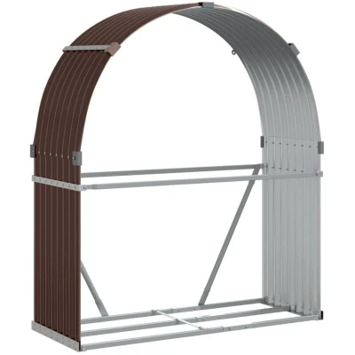 Image of vidaXL Log Holder Brown 120x45x140 cm Galvanised Steel