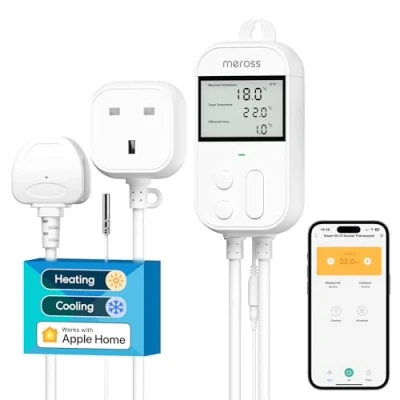 Image of Meross WiFi Smart Thermostat works with HomeKit Alexa Google Home, Digital Wireless Temperature Controller Remote and Voice Control for Heating Cooling, 13A, White