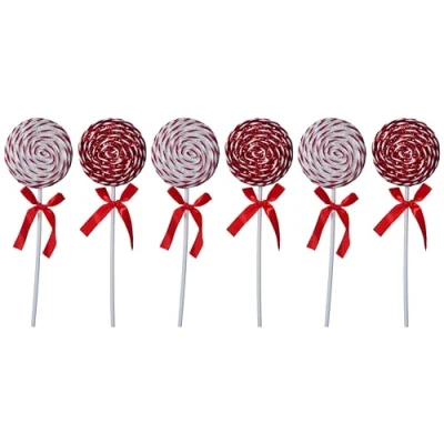 Image of XL Red White Lollipop Lolly Christmas Tree Baubles Decorations Set of 6