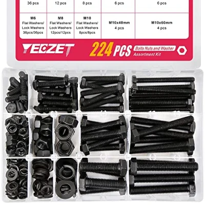 Image of YEEZET 56 Set M6 M8 M10 Heavy Duty Bolts and Nuts Assortment Kit Alloy Steel Grade 8.8 Includes 8 Most Common Sizes D 88W6J 10 224PCS