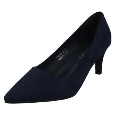 Image of Spot On Ladies Court Shoes F90129 Navy Microfibre UK Size 3 EU 36 US 5