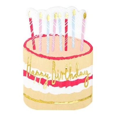 Image of Talking Tables Happy Birthday Napkins in a Cake Shape Pretty Party Table Decorations for Afternoon Tea Party, Pack of 12,33cm x 33cm, NAPKINCAKE