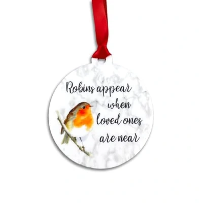 Image of Robins Appear When Loved Ones Are Near memorial Christmas tree bauble Xmas Memory Lost Passed Robin