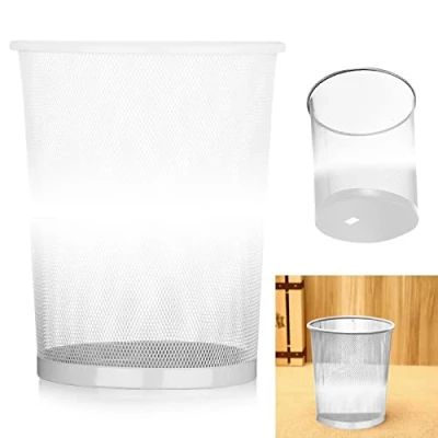 Image of ARA CHOICE Colourful Mesh Waste Bins Rubbish Paper Wastebasket Trash Can Dustbin for Home Office Durable and easy to use Recycling Bin Bedrooms Multi Colour. (White)