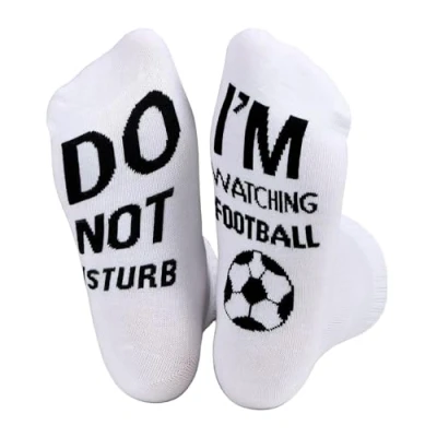 Image of SoulQool Do Not Disturb I&#039;m Watching Football Socks Letter Printed Funny Novelty Sayings Knitted Crew Gifts (White)
