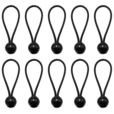 Image of 10 x Tarpaulin Bungees Balls Tarp Bungee Cord for Banner, Tarpaulins, Pavilions, Tents, Tent Hooks, Holder, Flag Poles (Black, inches)