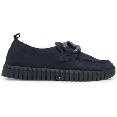 Image of Ilse Jacobsen Tulip 3884 Synthetic Textile Women&#039;s Dark Indigo Loafers Shoes