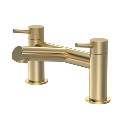 Image of Minimalist Deck Mounted Bath Filler Tap Brushed Brass Balterley