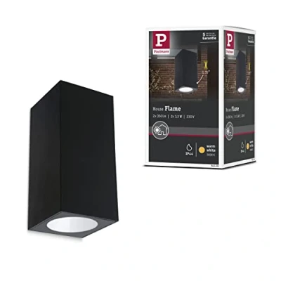 Image of Paulmann 94328 LED exterior luminaire 2 piece set wall Flame IP44 warm white rectangular incl. 2x2.8 watt outdoor lighting anthracite lamp aluminium garden 3000 K