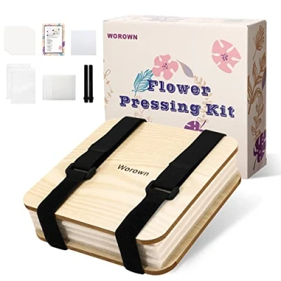 Image of Worown Flower Press, Leaf Plant 6 x inch 4 Layers Nature Press Including Instructions for Making Specimen and Greeting Cards