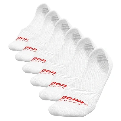 Image of Penn No Show Invisible Socks (6 Pairs) For Men &amp; Women Cotton Trainer Non Slip Silicone Grip Heel, Arch Support, Reinforced Toe Heel Low Cut Height Sizes 3 5, 6 8, 9 11