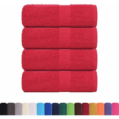 Image of vidaXL Guest Towels 4 pcs Red 30x50 cm 360 gsm 100% Cotton