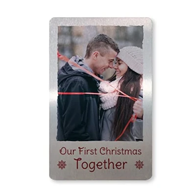 Image of Our First Christmas Together Personalised Metal Card Girlfriend Boyfriend Gift
