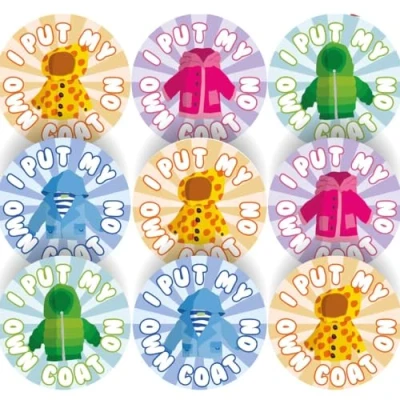 Image of 144 I Put My Own Coat On 30 mm Reward Stickers for Teachers and Parents