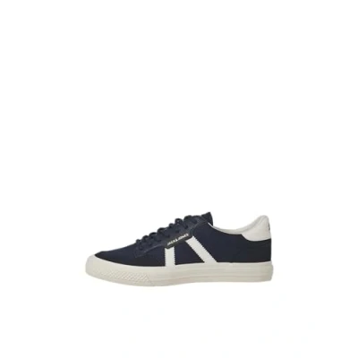 Image of JACK &amp; JONES Men&#039;s Jfwmorden Canvas Special Sn Sneaker, Navy Blazer Detail Marshmellow, 8 UK