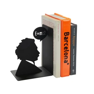 Image of Balvi bookend Einstein Colour black Decorative with iconic Albert figure Iron 17 cm