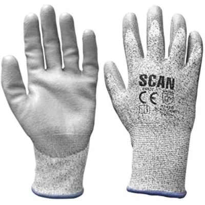 Image of Scan SCAGLOCUT5M Cut Resistant PU Coated 5 Gloves Grey Size 8 Medium