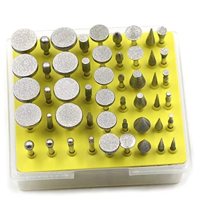 Image of Preamer 50pcs 1/8&#039;&#039; Shank Diamond Coated Rotary Grinding Head Jewelry Lapidary Burr Set Polishing Buffing Bits Compatible with Dremel Tool Accessories Attachment