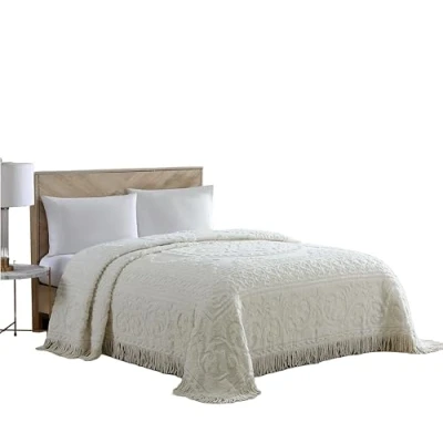 Image of Beatrice Home Fashions Medallion Chenille Bedspread, King, Ivory