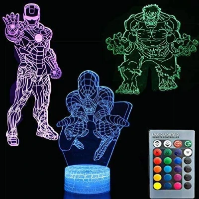 Image of ZYTC 3D Illusion Night Light Three Pattern 7 Color Change Decor Lamp Desk Table for Kids Children