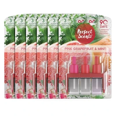 Image of Perfect Scents 3 Air Freshener Refill 6 Pack Compatible with 3volution Pink Grapefruit &amp; Mint 20ml