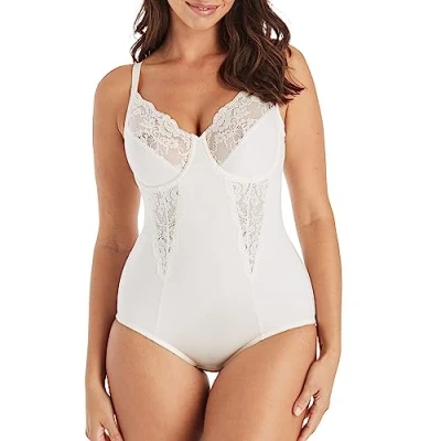 Image of Maidenform Women&#039;s Vintage Chic Body Avec Dentelle Et Armatures Control Knickers, Off white (Buttercream), 36DD