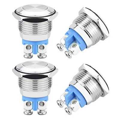 Image of TANCUDER 4 PCS Metal Momentary Push Button Switch ON/OFF Dustproof Start IP65 Waterproof Car Mini Ignition with Screw Terminal for 16mm 5/8&quot; Mounting Hole Home and DIY