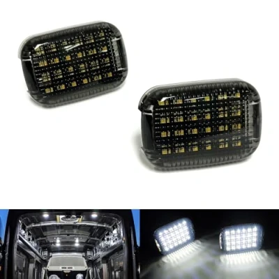 Image of 2x LED Interior Courtesy Cargo Load Space Area Dome Light White For 2013+ Transit MK8 Tourneo Custom Courier Connect Black