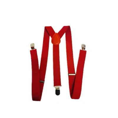 Image of MENS LADIES UNISEX ADJUSTABLE SLIM BRACES TROUSER SUSPENDERS FANCY DRESS CLIP ON (Red)