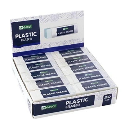 Image of D.RECT Hi Polymer Plastic Eraser Large x 20 White 56 23 12 mm