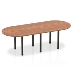 Image of Impulse 2400mm Boardroom Table Walnut Top Black Post Leg