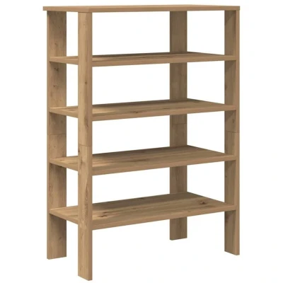 Image of vidaXL Shoe Rack/Storage Unit in Artisan Oak Modern Engineered Wood Space Saving for Entryways, Mudrooms 61x32x87.5 cm Durable and Moisture Resistant with Shelves