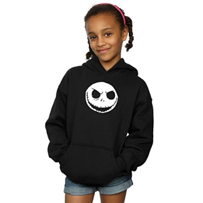 Image of Disney Girls Nightmare Before Christmas Jack Skellington Face Hoodie 12 13 Years Black