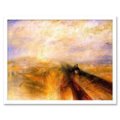 Image of Wee Blue Coo J. M. W. Turner Rain Steam Speed Great Western Railway Painting Art Print Framed Poster Wall Decor 12X16 Inch