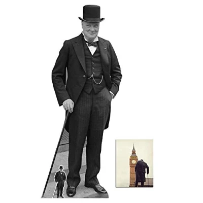Image of BundleZ 4 FanZ Winston Churchill Lifesize Cardboard Cutout/Standup Fan Pack, 184cm x 78cm Includes Mini Cutout and 8 x10 Photo
