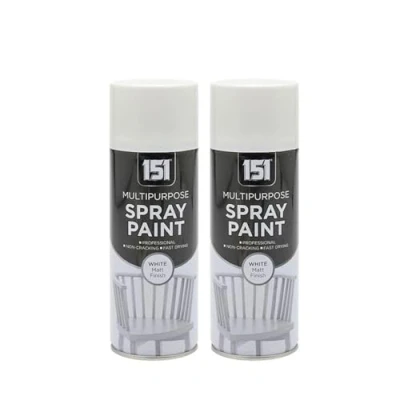 Image of PNJB Multi Purpose White Matt Spray Paint, Aerosol Quick Drying, Ideal for Metal, Plastic, Wood, Interior &amp; Exterior Use, 400ml, (2PCS)