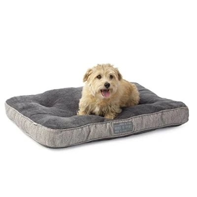 Image of House of Paws Grey Hessian Soft &amp; Plush Small Boxed Duvet Bed for Dogs Non Slip and Machine Washable