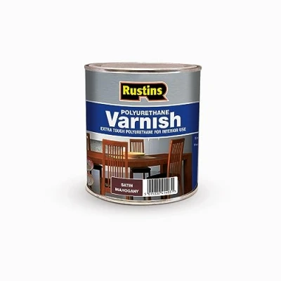 Image of Rustins Polyurethane Varnish Mahogany Satin 500ml