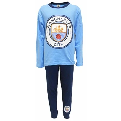 Image of Boys Official MANCHESTER CITY Football Club MCFC Long Pyjamas sizes from 4 to 12 Years