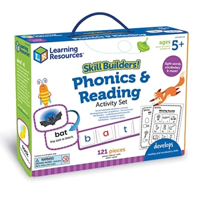 Image of Learning Resources LSP1246 UK Builders Phonics &amp; Reading Set, Activities Build Vocabulary Skills, Letters, Phonics, Sight Words, for 5 Year Olds, 121 Pieces, Multi Colour,Medium