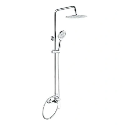 Image of GRIFEMA BERLIN G17004 Round Exposed Wall Mounted Bath Shower Mixer Set with 250MM Stainless Head and ABS Handheld Shower, 1/2 Inch Hose Pipe,Chrome