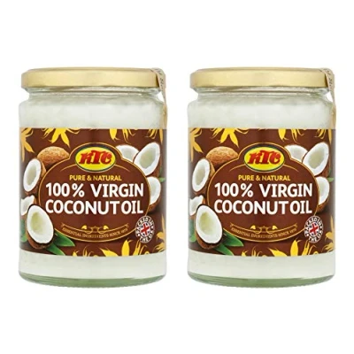 Image of KTC Pure &amp; Natural 100% Virgin Coconut Oil (Glass Bottlle) 500ml (Pack of 2) Premium Quality