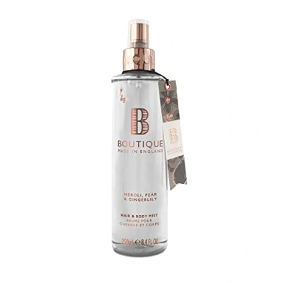 Image of Boutique Body Spray 250ml Neroli, Pear &amp; Gingerlily Fragrance, Womens Hair Mist Refreshing, Moisturising With Essential Oils Vegan Made In England