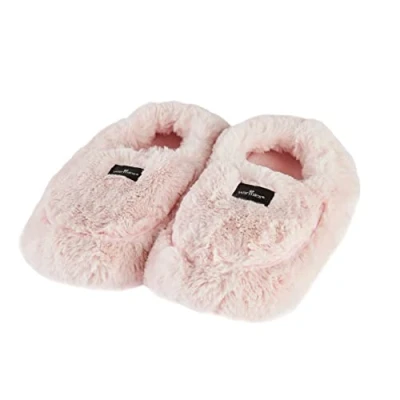 Image of Warmies Microwavable Slippers, Heatable Ladies Slippers with French Dried Lavender, Soothing Warmth and Comfort, Blossom Colour, One Size