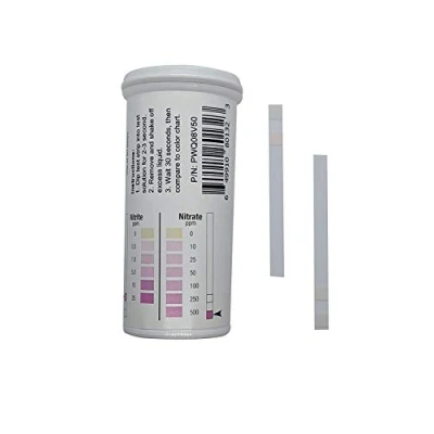 Image of Nitrite 0 25 ppm, Nitrate 500 ppm Two Pad Test Strip [Vial of 50 Strips]